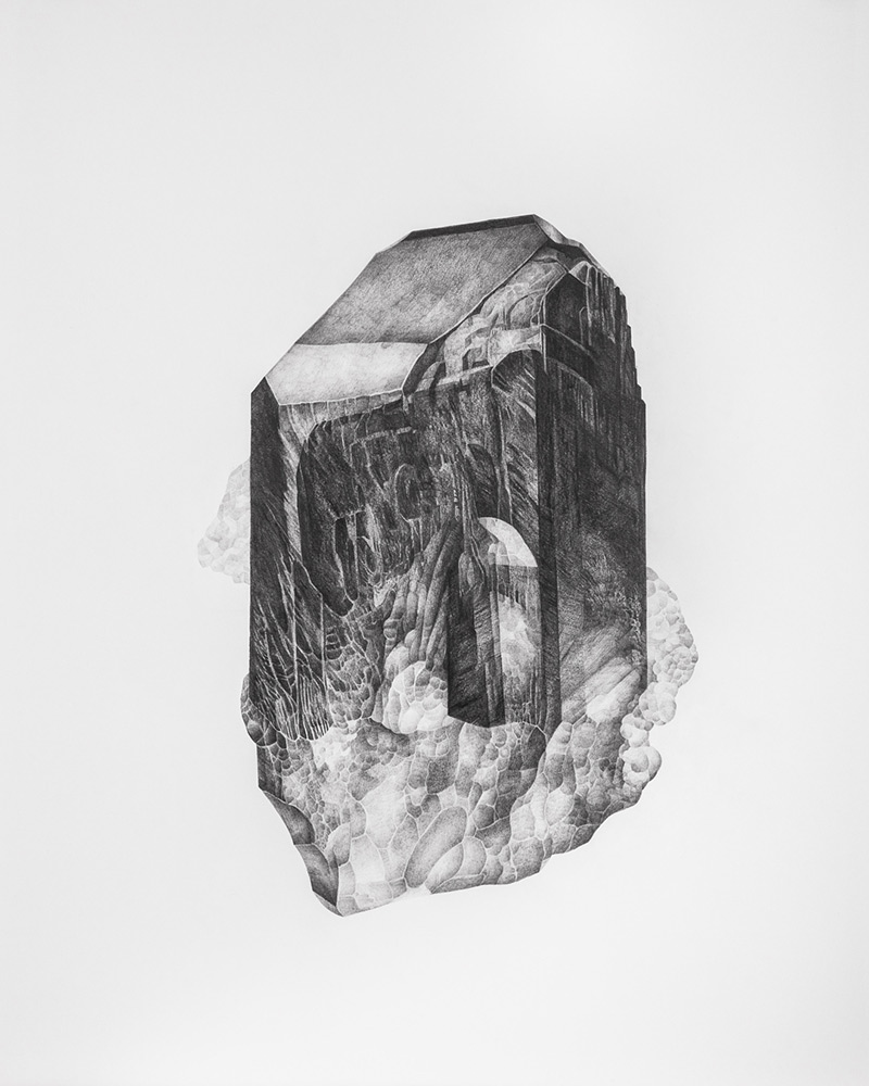 pencil drawing of a mineral